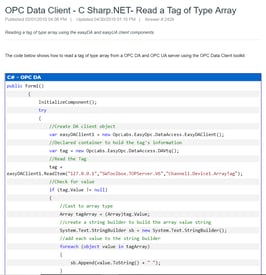 OPC Data Client Read Array Tags Code Sample