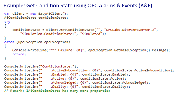 OPC Alarms and Events GetConditionState Example