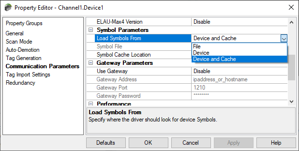 Screenshot - CODESYS Symbol Caching Setting