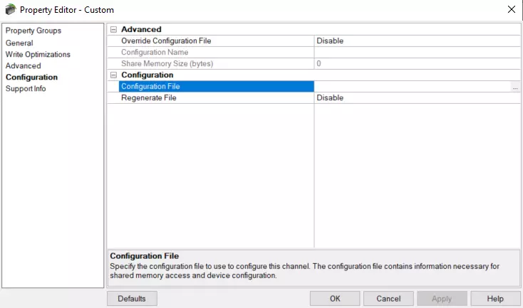 Screenshot Custom Interface Configuration File