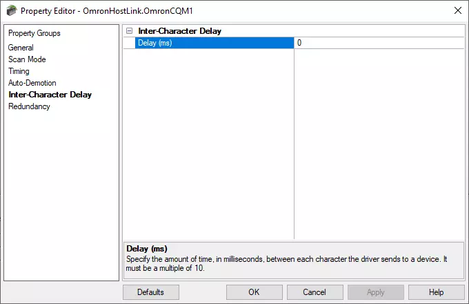 Screenshot - TOP Server Omron Host Link Inter-Character Delay