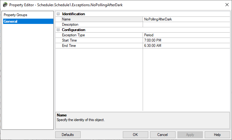 Screenshot - Adding Period-Based Scheduler Exception